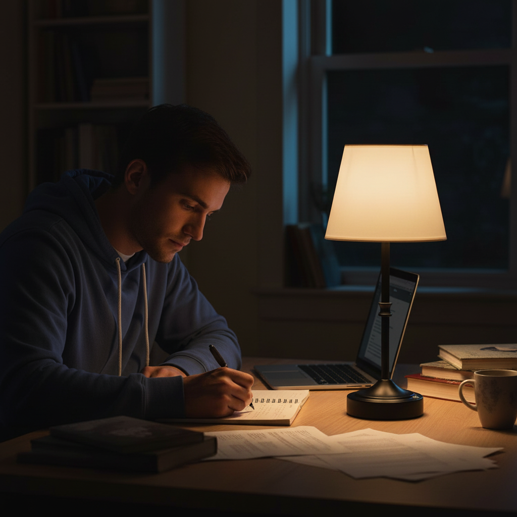 Cordless Table Lamp 5200mAh Rechargeable Battery Desk Lamp Fabric Shade Black