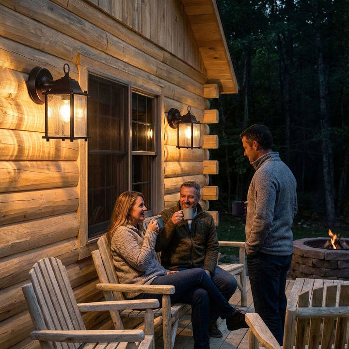 Waterfall Glass Lantern Outdoor Wall Light – Dark Brown Finish & Sparkling Clarity | Hanging Sconce | Trufairs