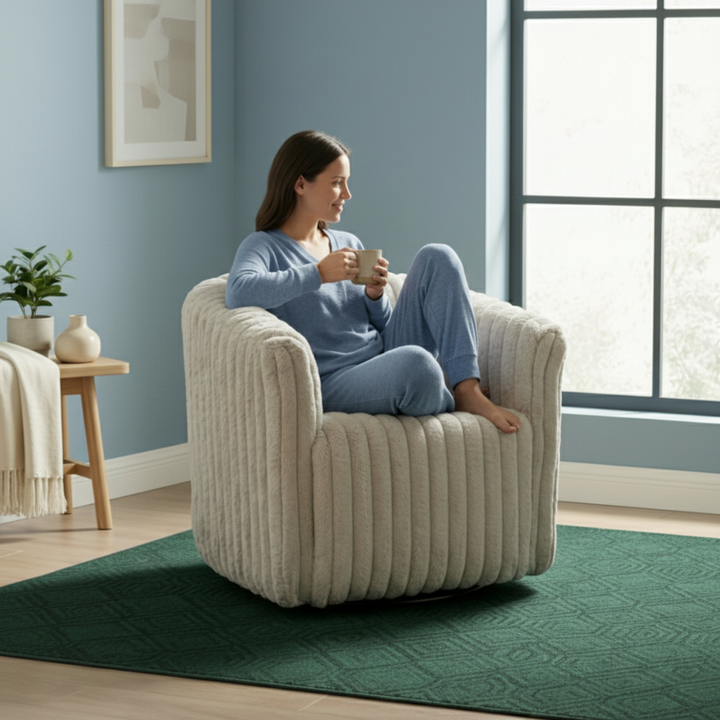 Mira Light Grey Velvet Swivel Chair