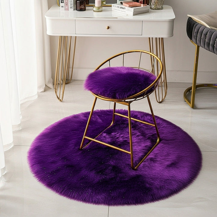 Round Faux Fur Sheepskin Rug – Ultra-Soft Plush Accent | Multipurpose Living Room & Decor | Trufairs