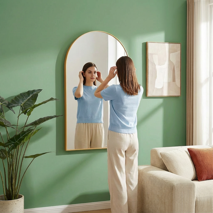 Arched Wall Mirror 24×36 Modern Metal Frame Wall Decor for Bedroom, Bathroom & Living Room | Trufairs