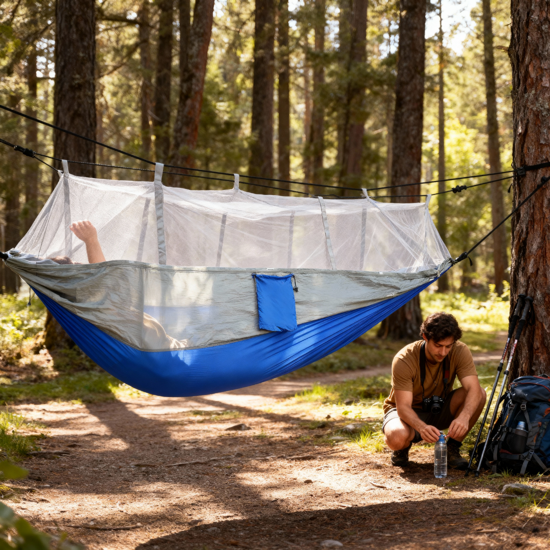 2-Person Camping Hammock with Mosquito Net – 600 lbs Load Parachute Nylon Portable Outdoor Hammock | Trufairs