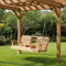 Outsunny 3-Seater Wooden Porch Swing Bench with Folding Table & Cup Holders — Natural | Trufairs