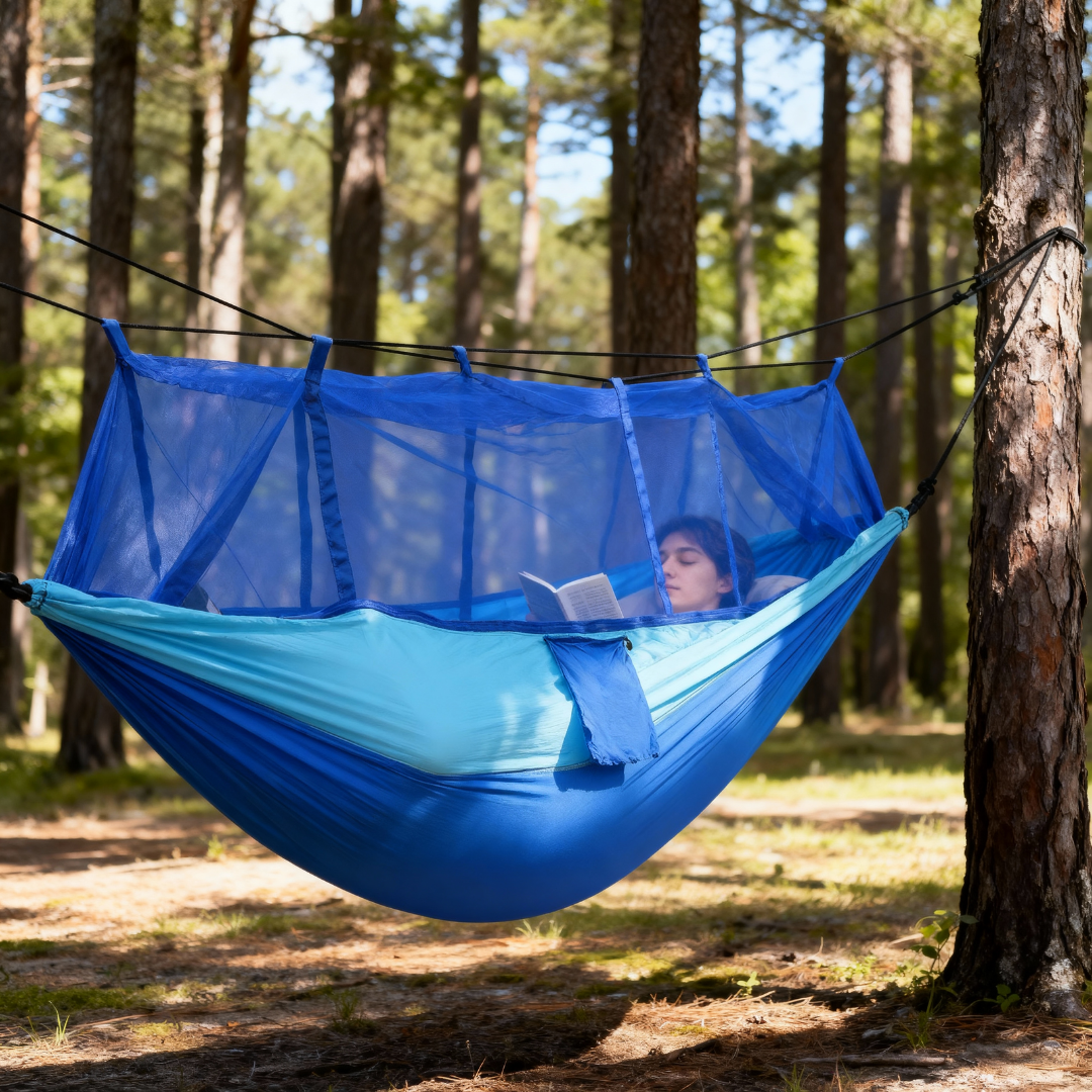 2-Person Camping Hammock with Mosquito Net – 600 lbs Load Parachute Nylon Portable Outdoor Hammock | Trufairs