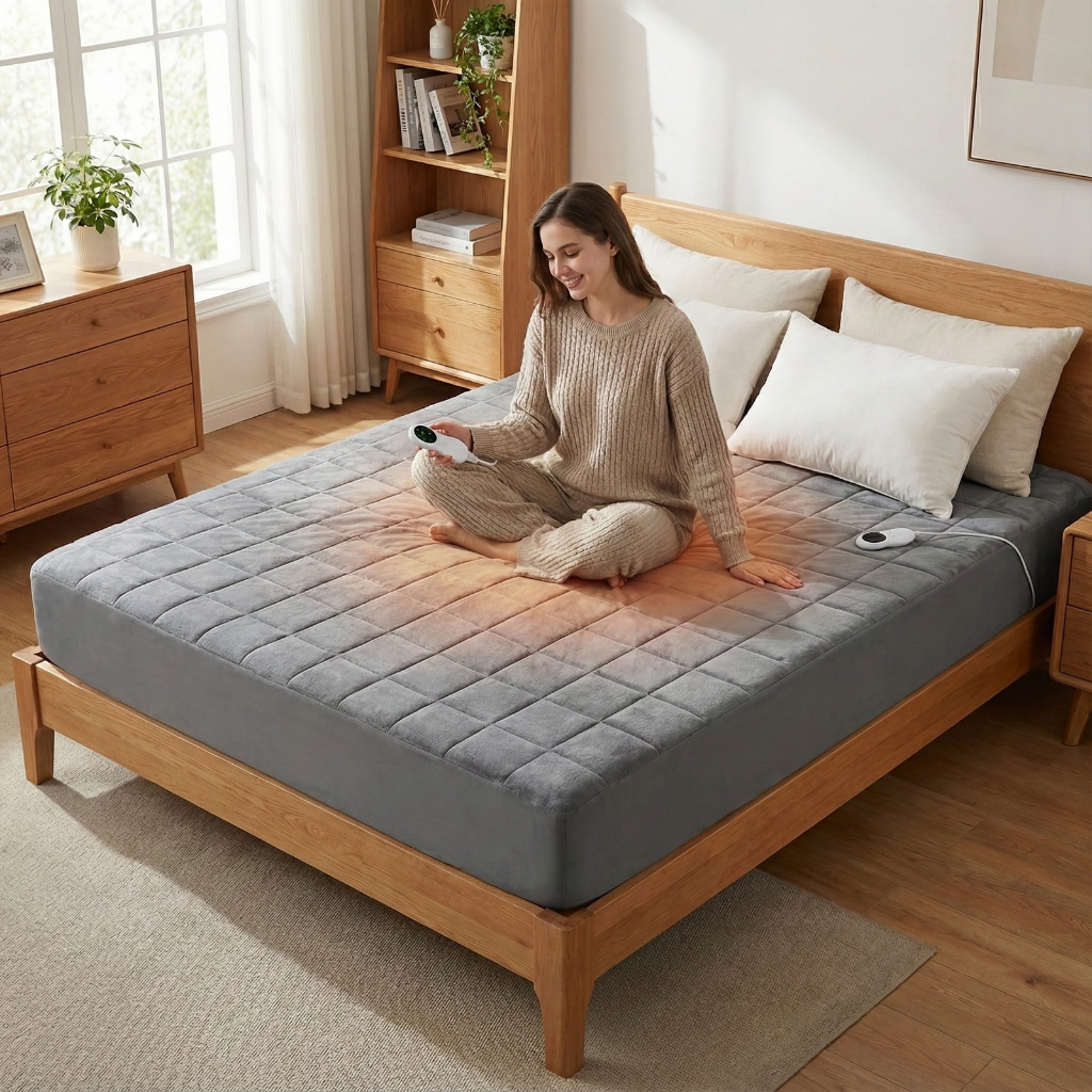 Coral Fleece Electric Heating Bed Cover with 10 Adjustable Heat Settings for Customized Warmth | Trufairs