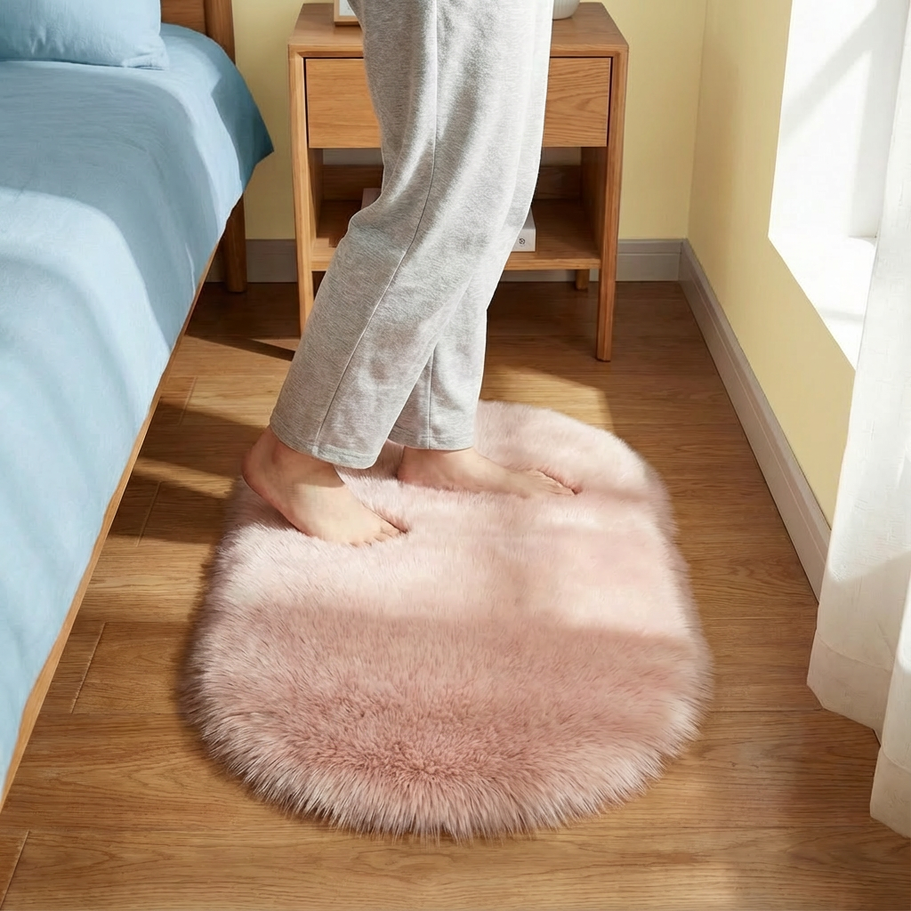 Plush Oval Faux Sheepskin Rug – Super Soft Cozy Accent | Bedroom Living Room Carpet | Trufairs