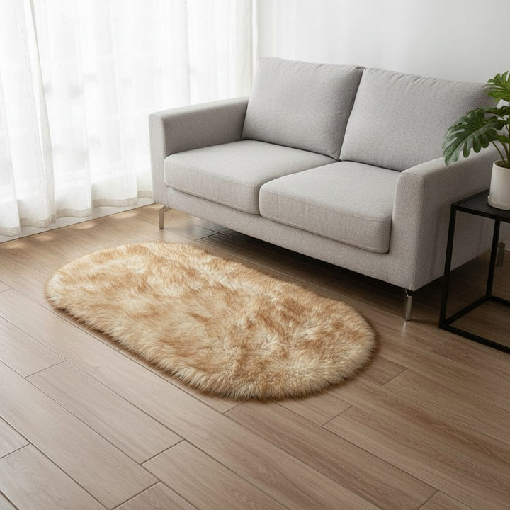 Super Soft Fluffy Faux Sheepskin Oval Area Rug – Plush Shaggy Bedside & Living Room Carpet | Trufairs