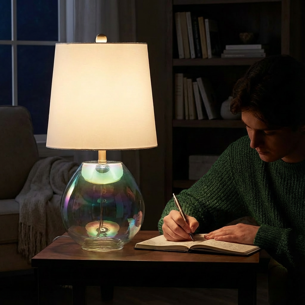 Ranier Iridescent Glass Table Lamp