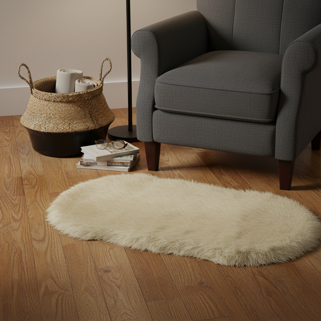 Super Soft Fluffy Faux Sheepskin Oval Area Rug – Plush Shaggy Bedside & Living Room Carpet | Trufairs