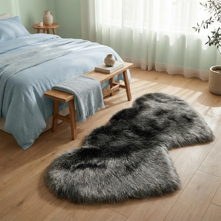 Heart-Shaped Faux Sheepskin Rug – Soft & Fluffy Decorative Rug for Girls Bedroom and Home Decor | Trufairs