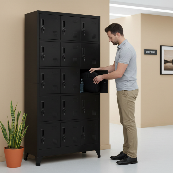 Locker Cabinet Black 35.4"x15.7"x70.9" Steel