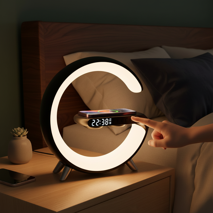 Mooncave Light Wireless Charger And Speaker With Clock
