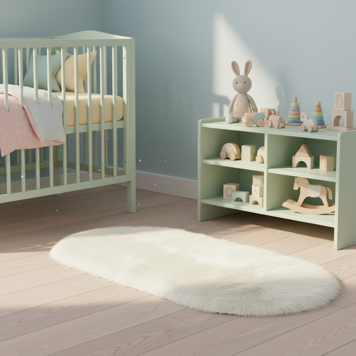 Super Soft Fluffy Faux Sheepskin Oval Area Rug – Plush Shaggy Bedside & Living Room Carpet | Trufairs