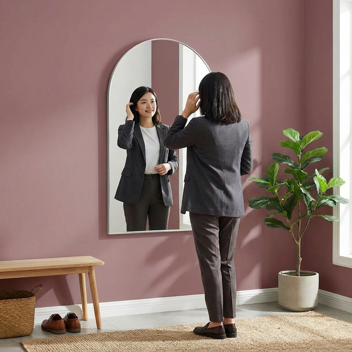 Arched Wall Mirror 24×36 Modern Metal Frame Wall Decor for Bedroom, Bathroom & Living Room | Trufairs