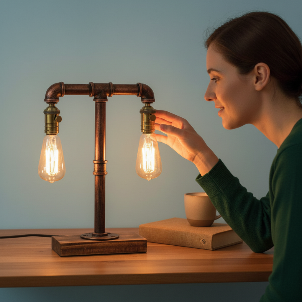 Twilight Steampunk Handmade Vintage Adjustable Pipe Lamp