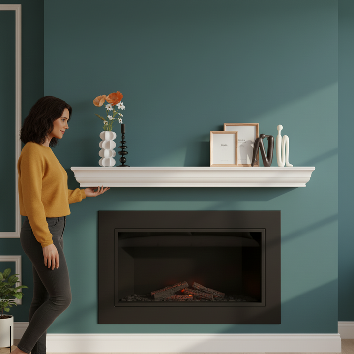 VEVOR Fireplace Mantel Wood Shelf Floating Living Room Mantel Shelf 72" White