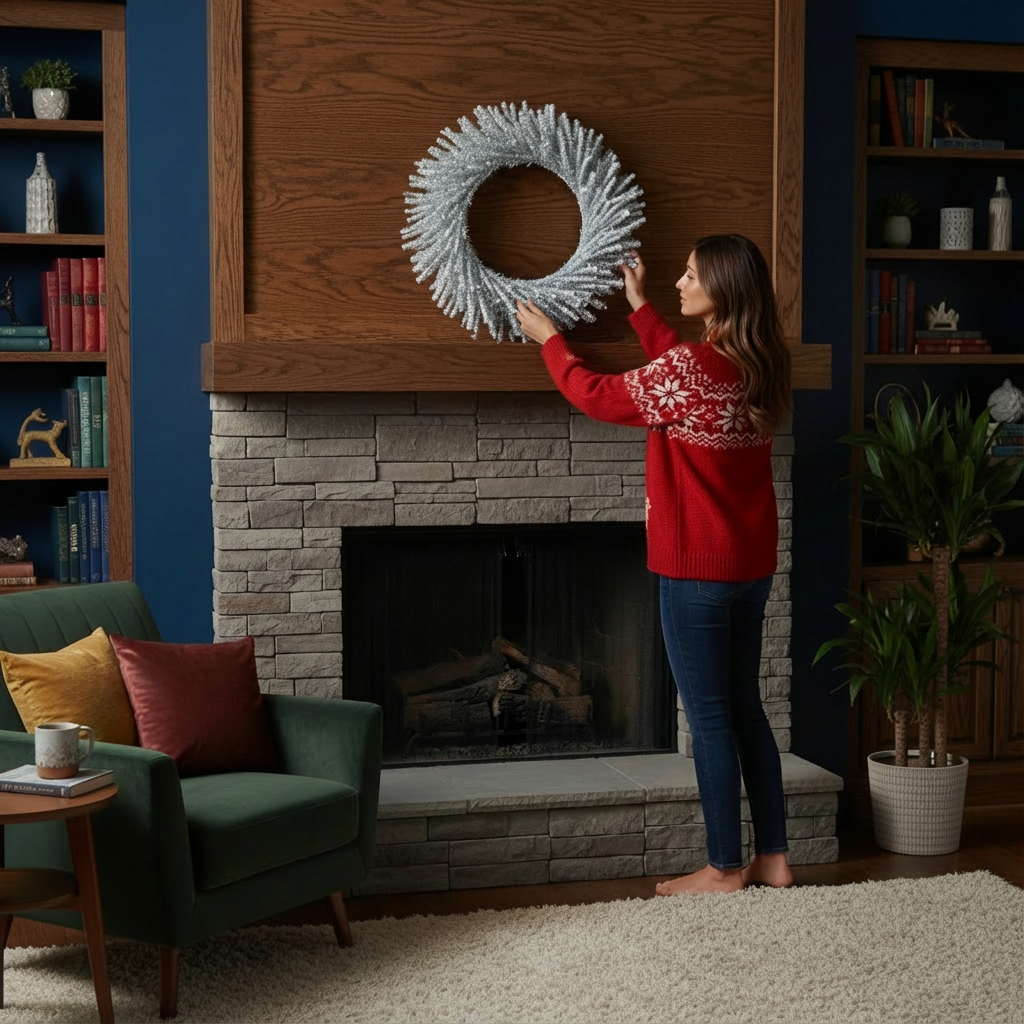 Silver Tinsel Glam Wreath – Sparkling Holiday Accent | Modern Christmas Decor | Trufairs