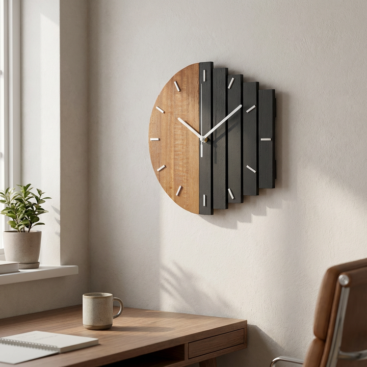 11.8" Rustic Abstract Wood Wall Clock for Living Room & Home Decor | Trufairs