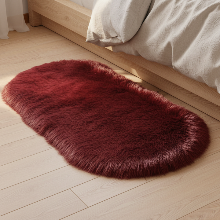 Super Soft Fluffy Faux Sheepskin Oval Area Rug – Plush Shaggy Bedside & Living Room Carpet | Trufairs