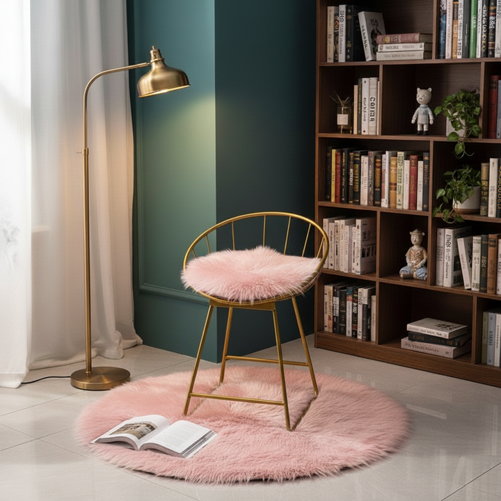 Round Faux Fur Sheepskin Rug – Ultra-Soft Plush Accent | Multipurpose Living Room & Decor | Trufairs