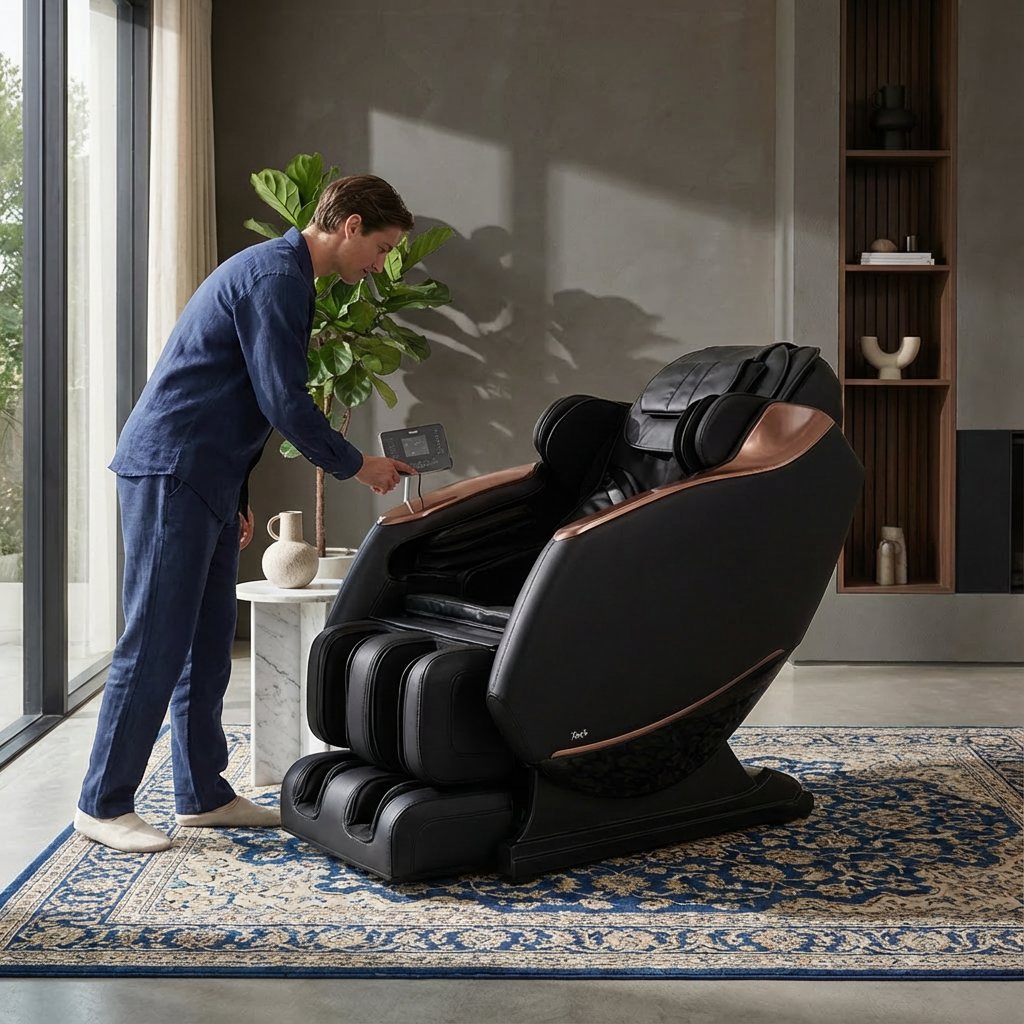 3D Full Body Zero Gravity Shiatsu Electric Massage Chair SL-Track Recliner with Airbag Speaker LCD Touch Screen+Mini Remote Voice Control Back Heat