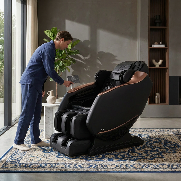 3D Full Body Zero Gravity Shiatsu Electric Massage Chair SL-Track Recliner with Airbag Speaker LCD Touch Screen+Mini Remote Voice Control Back Heat