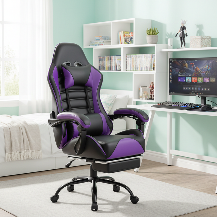 Heavy-Duty Ergonomic Gaming Chair – Adjustable Leather Computer Chair for Adults & Heavy People | Office & Gaming Desk Chair | Trufairs