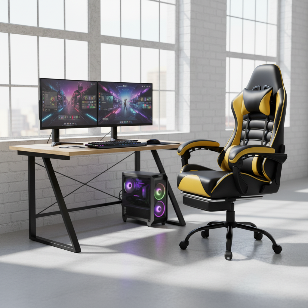 Heavy-Duty Ergonomic Gaming Chair – Adjustable Leather Computer Chair for Adults & Heavy People | Office & Gaming Desk Chair | Trufairs