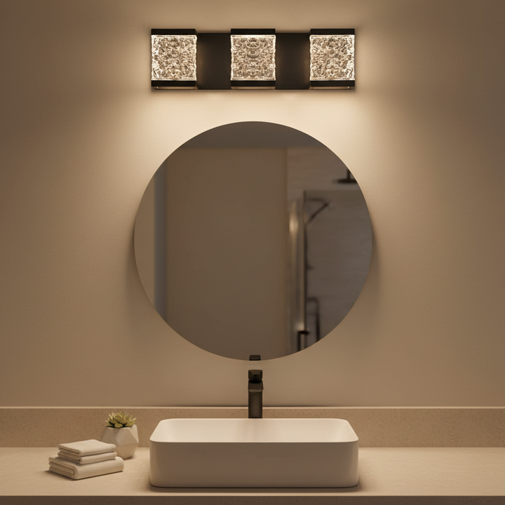 39-Inch Modern 6-Lights LED Bathroom Vanity Light Fixture in Black | Trufairs