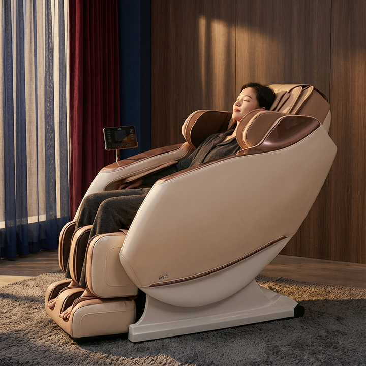 3D Full Body Zero Gravity Shiatsu Electric Massage Chair SL-Track Recliner with Airbag Speaker LCD Touch Screen+Mini Remote Voice Control Back Heat