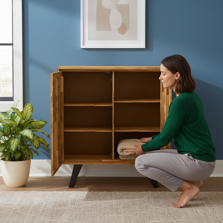 Lowry - Medium Storage Cabinet - Distressed Golden Wheat