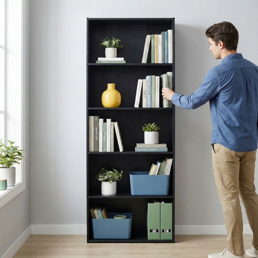 Multi-Functional Wood Bookcase – 5-Shelf Home Office Storage | Modern Organization Solutions | Trufairs