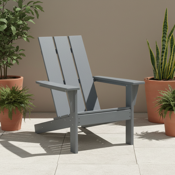 All-Weather Dark Grey Resin Adirondack Chair – HDPE Outdoor Patio Seating | Durable Garden Furniture | Trufairs
