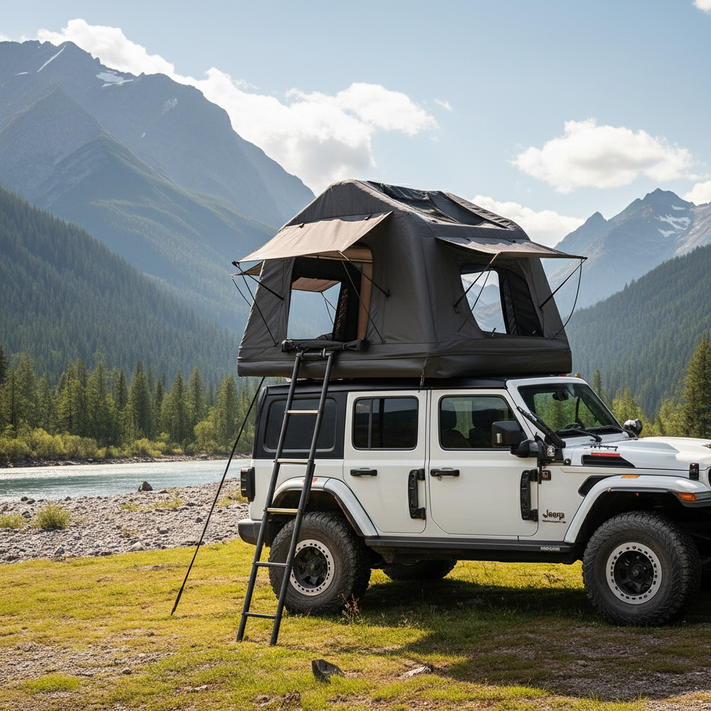 Portable Amphibious Inflatable Camping Tent with Ladder — Black | Trufairs