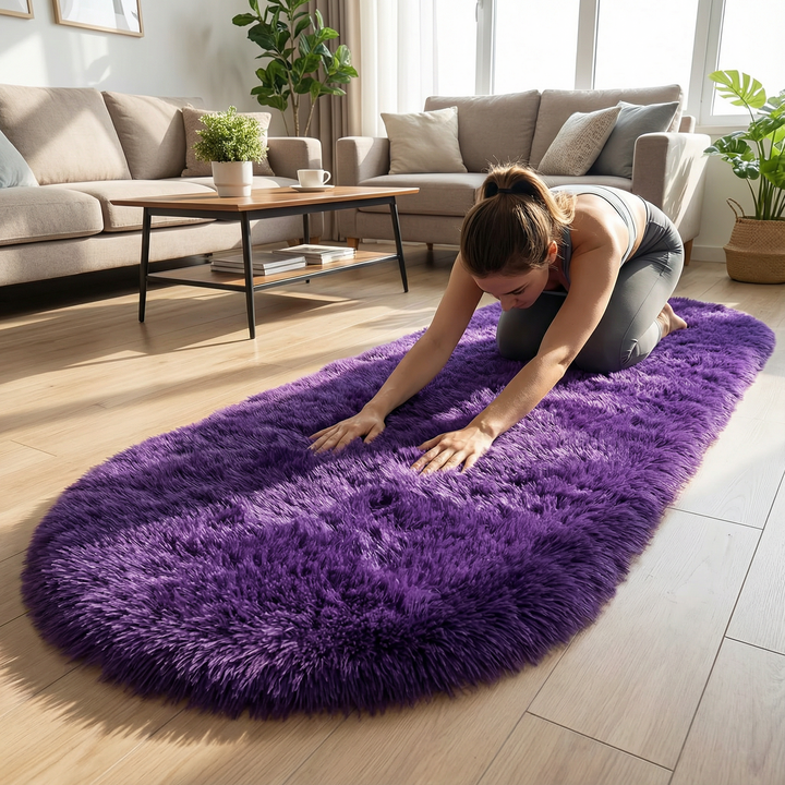 Plush Oval Faux Sheepskin Rug – Super Soft Cozy Accent | Bedroom Living Room Carpet | Trufairs