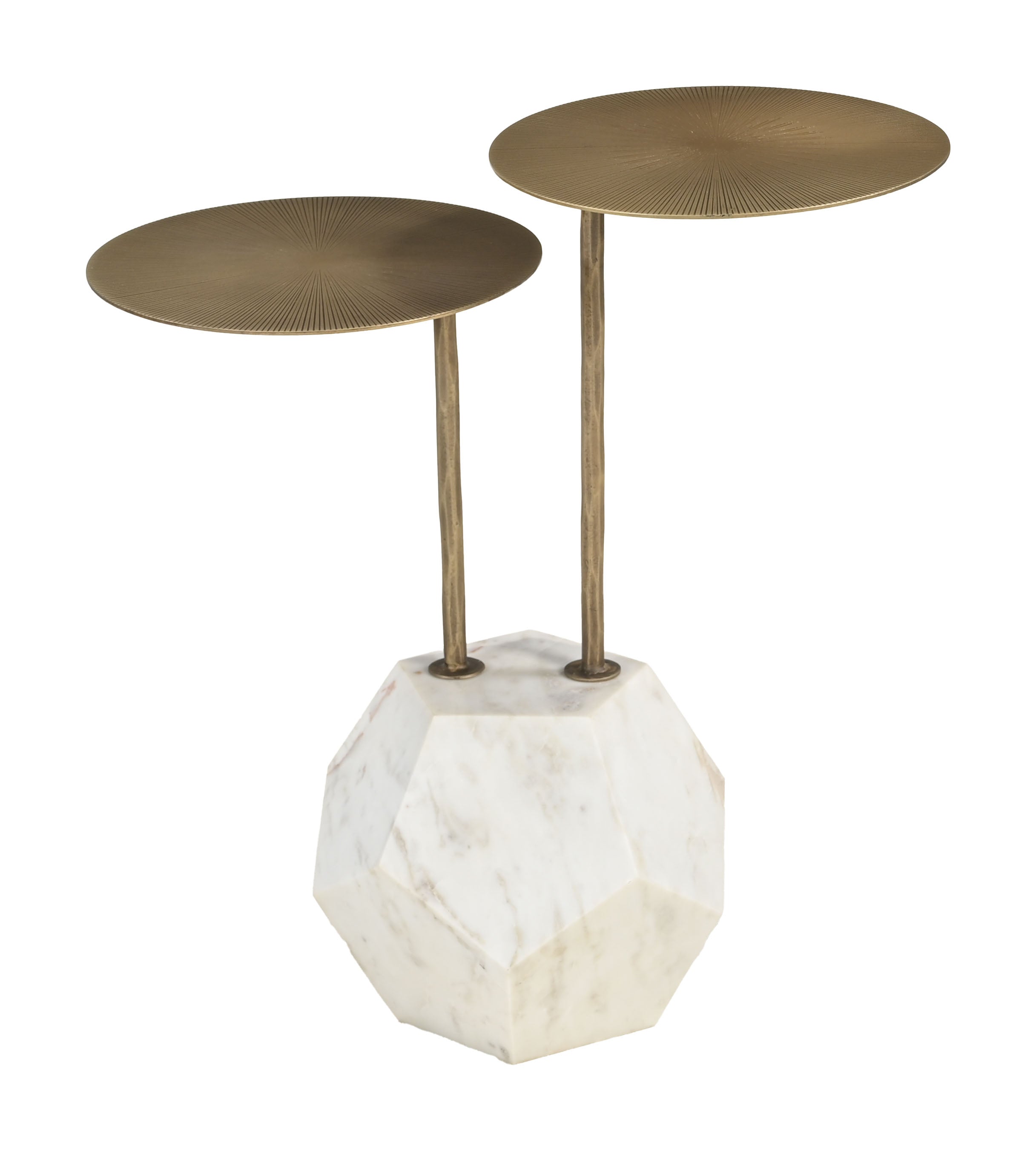 Anten Side Table Brass & White