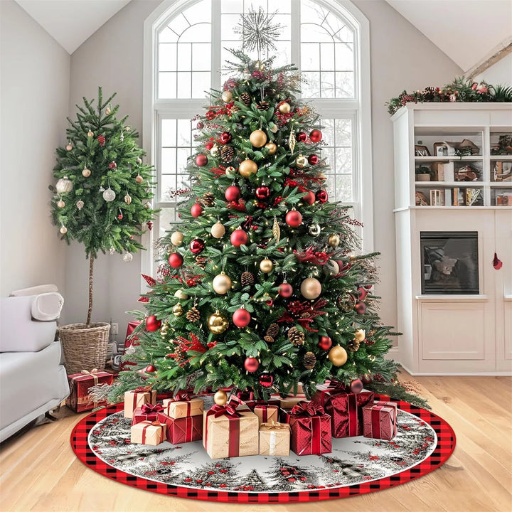 Christmas Tree Skirt Xmas Tree Snowflake Soft Rustic Plush Tree Skirt For Christmas Tree Indoor Outdoor Holiday Decor Christmas