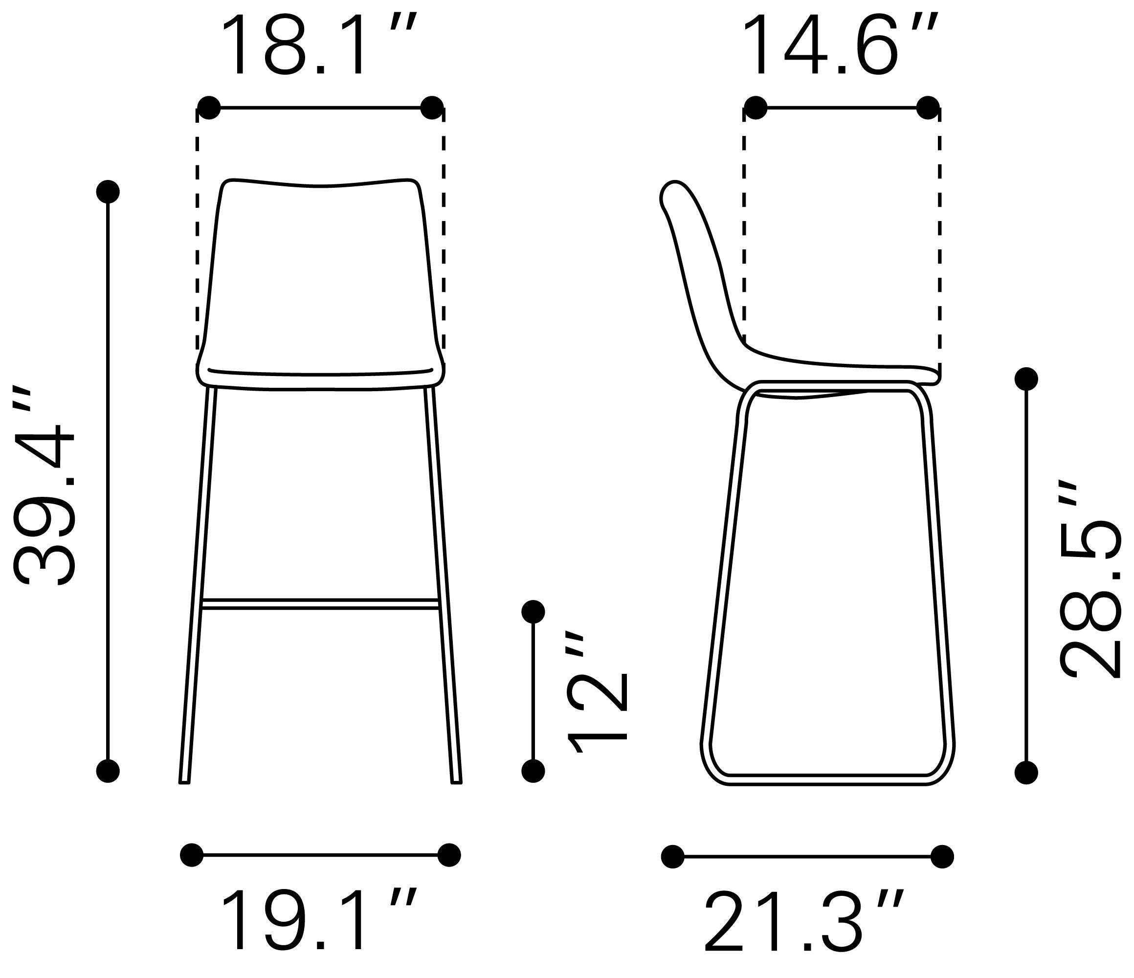 Augusta Barstool (Set of 2) Green & Gold