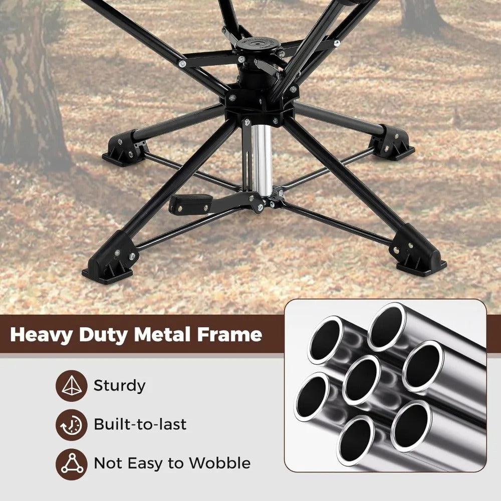 Swivel Hunting Chair, 360° Folding Hunting Blind Chair for Adults with Cup Holder & Carrying Bag, Portable Camping