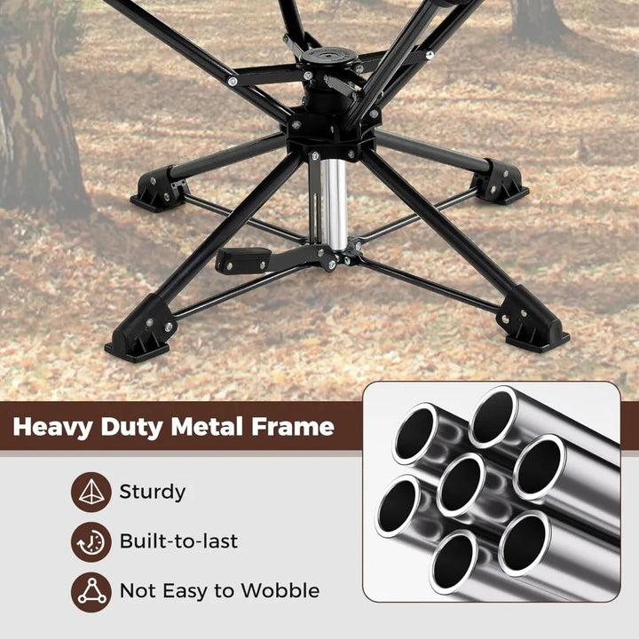 Swivel Hunting Chair, 360° Folding Hunting Blind Chair for Adults with Cup Holder & Carrying Bag, Portable Camping