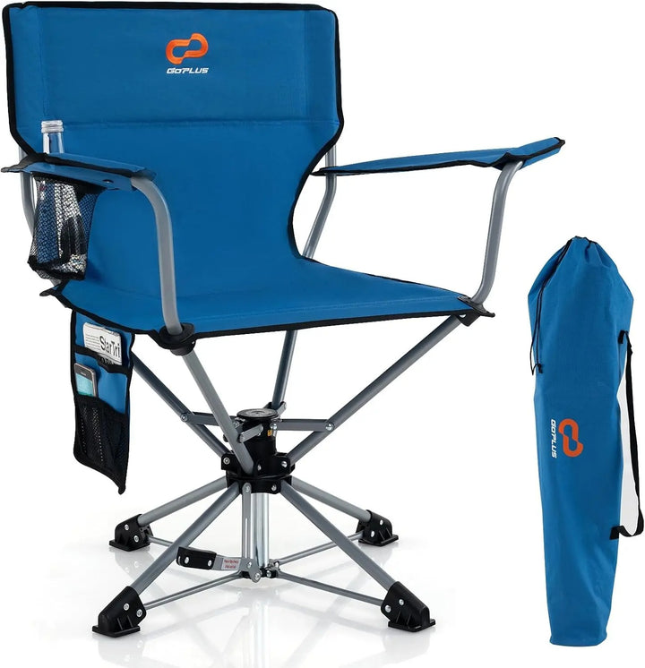 Swivel Hunting Chair, 360° Folding Hunting Blind Chair for Adults with Cup Holder & Carrying Bag, Portable Camping