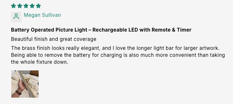 Battery Operated Picture Light – Rechargeable LED with Remote & Timer customer review screenshot 5