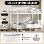 Metal bunk bed highlighting full-length guardrails and a built-in side ladder