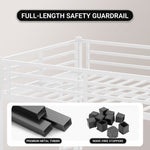 Metal bunk bed highlighting full-length guardrails and a built-in side ladder