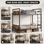 Metal bunk bed shown in shared - teen - guest and family bedroom settings