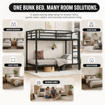 Metal bunk bed shown in shared - teen - guest and family bedroom settings