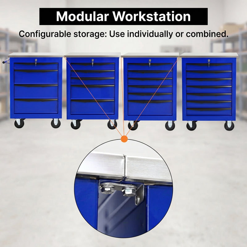 Steel tool box organizer - 0.5mm cold-rolled steel construction, rust-resistant finish