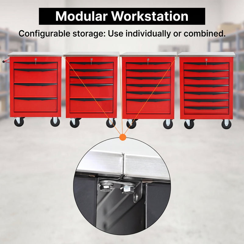 Steel tool box organizer - 0.5mm cold-rolled steel construction, rust-resistant finish