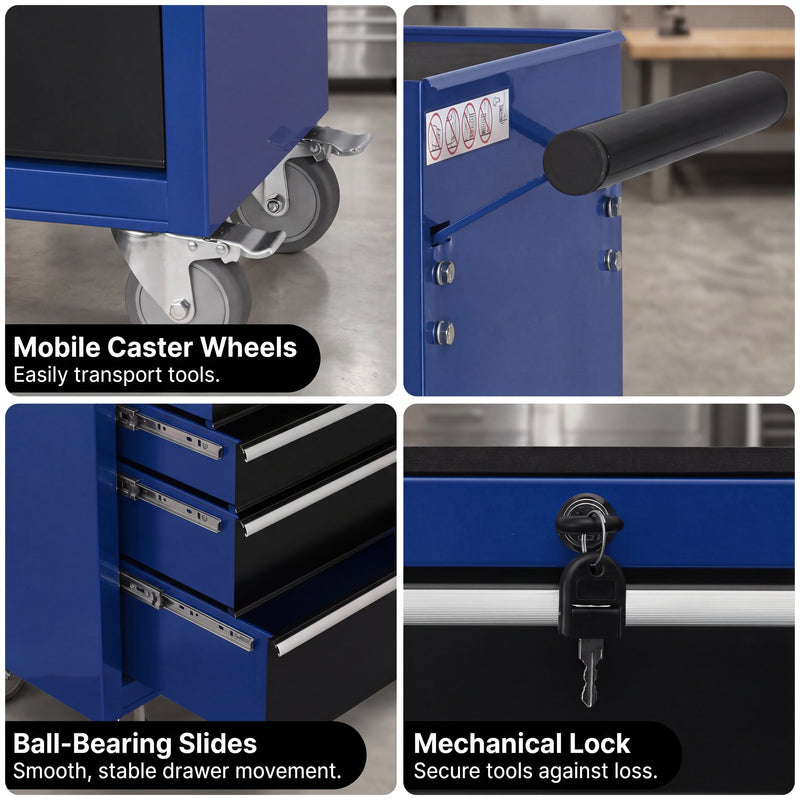 Steel tool box organizer - 0.5mm cold-rolled steel construction, rust-resistant finish