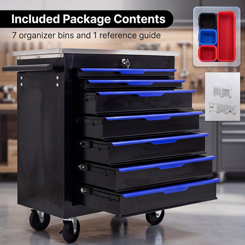 Steel tool box organizer - 0.5mm cold-rolled steel construction, rust-resistant finish